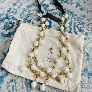 J. Crew White and Gold Beaded Necklace